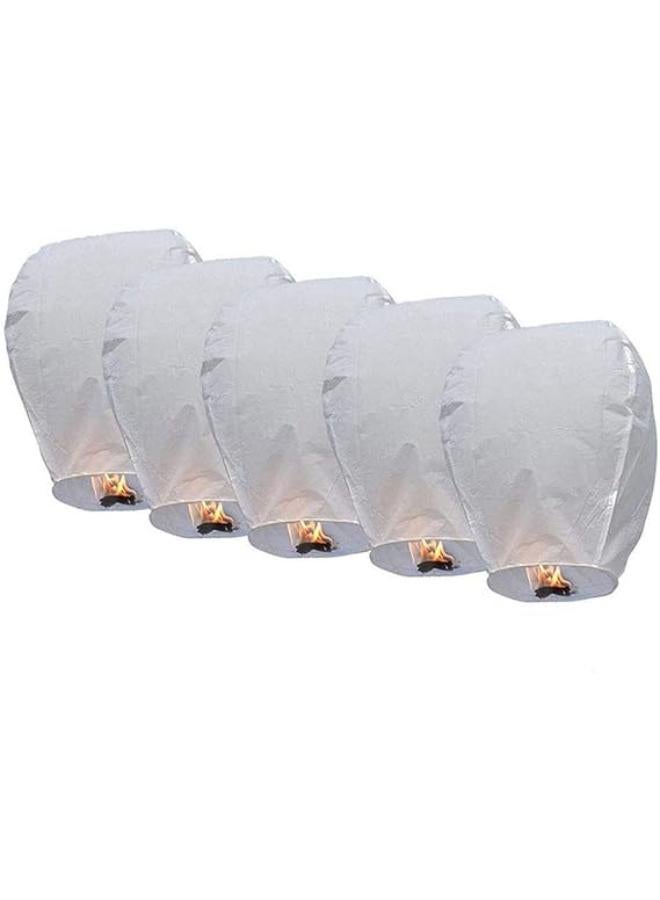 5  Chinese Sky Sky Lanterns White Superior Quality Paper 55 x 95 cm (White)