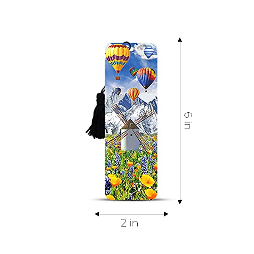 Ultra 3D Lenticular Single Bookmarks (Nature Mountains Windmill Colorful & Attractive Hot Air Balloon Theme, Set of 2) - Image 5
