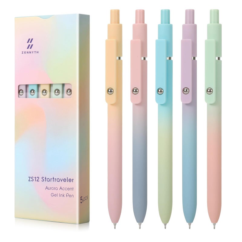 FIOVER 5pcs Gel Pens Black Ink Medium Point 0.7mm Pens Smooth Writing High-End Series Cute Ballpoint for Journaling Note Taking, Office School Supplies Gifts for Women and Men - Image 1