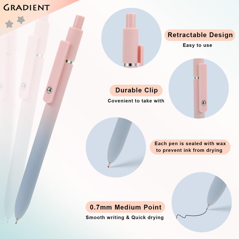 FIOVER 5pcs Gel Pens Black Ink Medium Point 0.7mm Pens Smooth Writing High-End Series Cute Ballpoint for Journaling Note Taking, Office School Supplies Gifts for Women and Men - Image 3