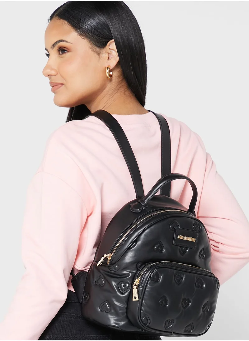 Love Moschino Heart Embossed Backpack