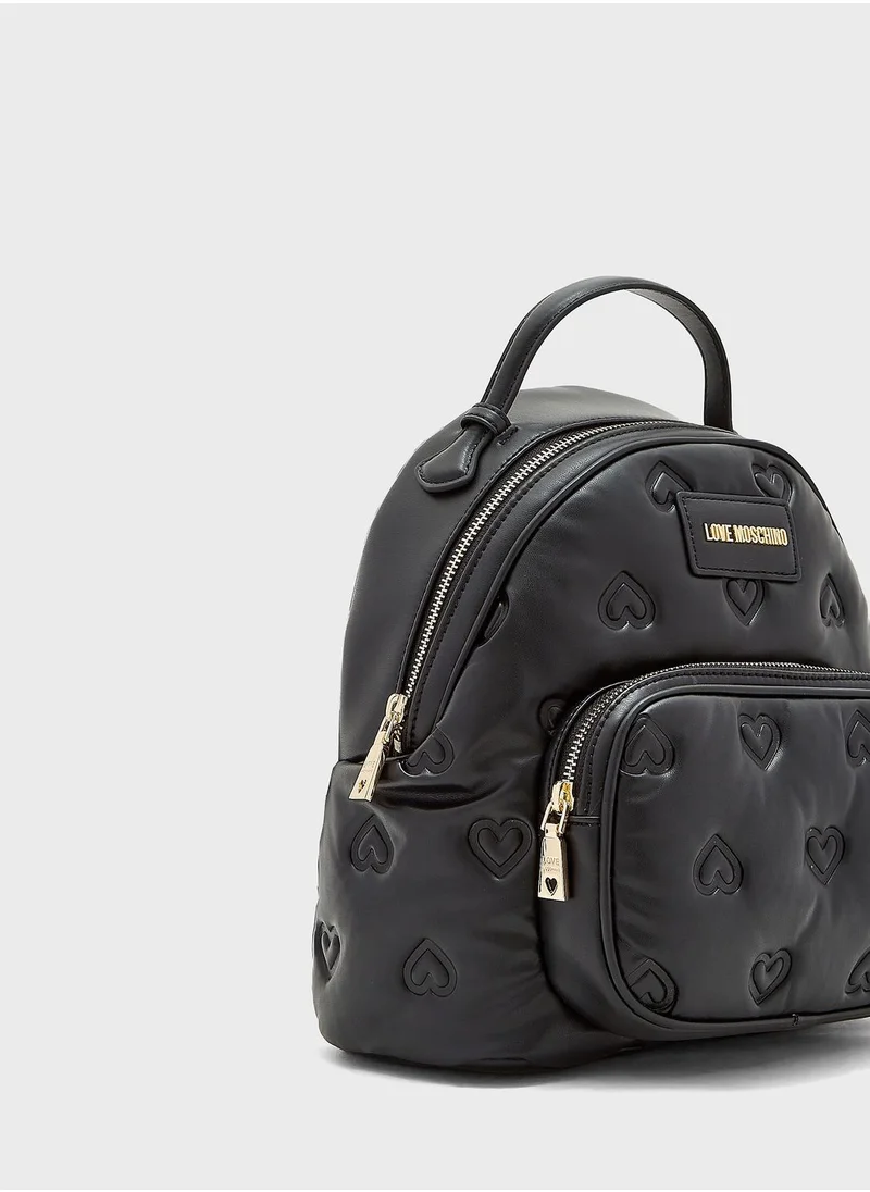 Love Moschino Heart Embossed Backpack