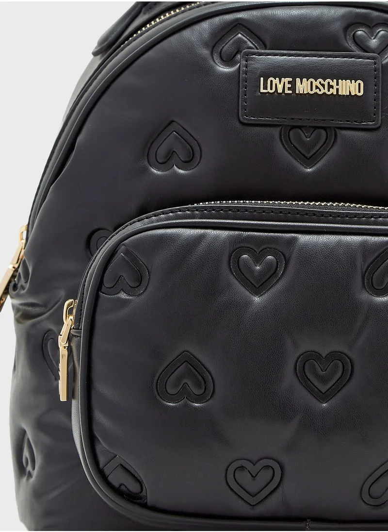 Love Moschino Heart Embossed Backpack