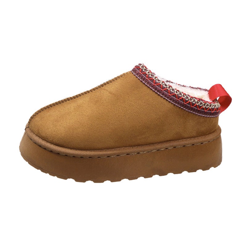 Snow Boots 24 43 Yards Fleece-Lined Warm Thick-Soled Slippers Platform Bottom Heel-Less Cotton Shoes Cotton Boots - Image 1
