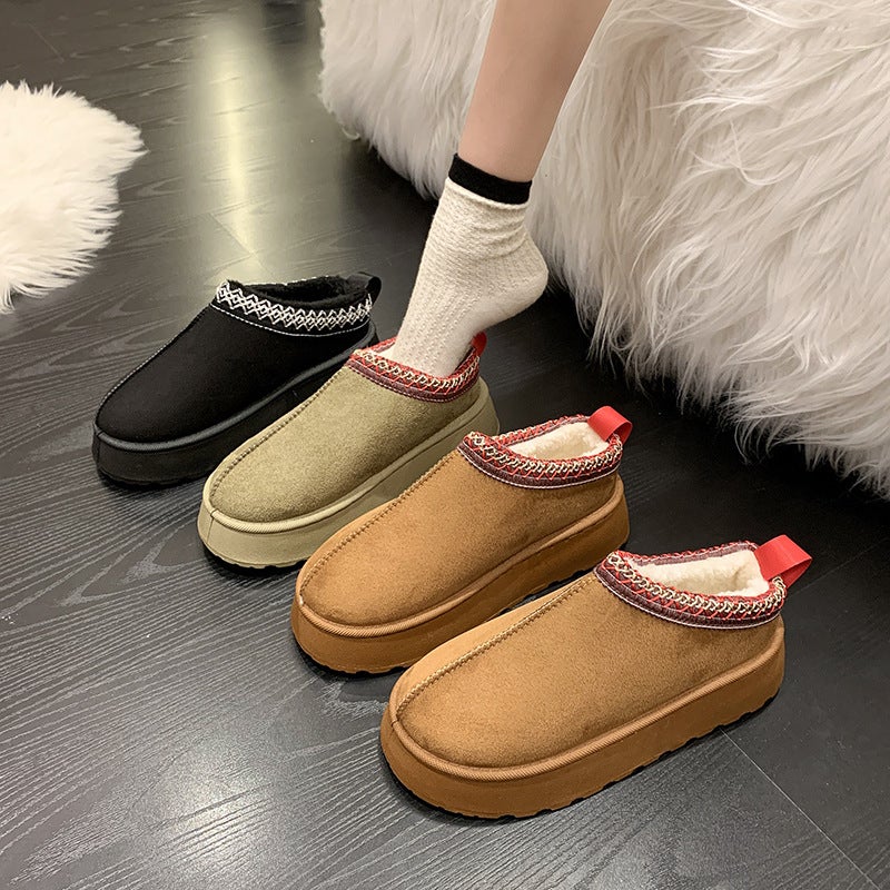Snow Boots 24 43 Yards Fleece-Lined Warm Thick-Soled Slippers Platform Bottom Heel-Less Cotton Shoes Cotton Boots - Image 3
