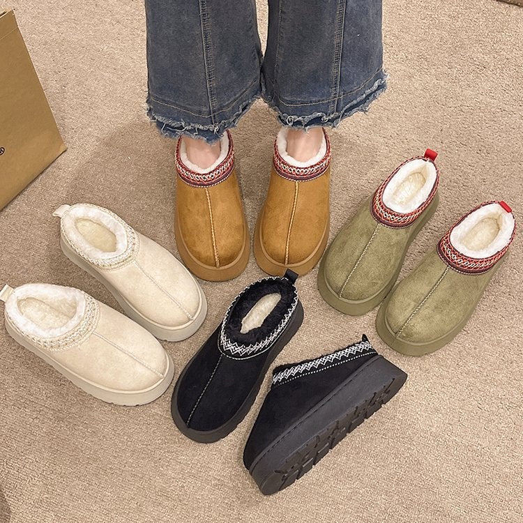 Snow Boots 24 43 Yards Fleece-Lined Warm Thick-Soled Slippers Platform Bottom Heel-Less Cotton Shoes Cotton Boots - Image 2