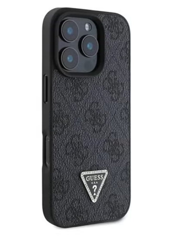 GUESS iPhone 16 Pro Max CaseMagsafe Capable Pu Leather 4g Patterned Rhinestone Triangle - Image 1