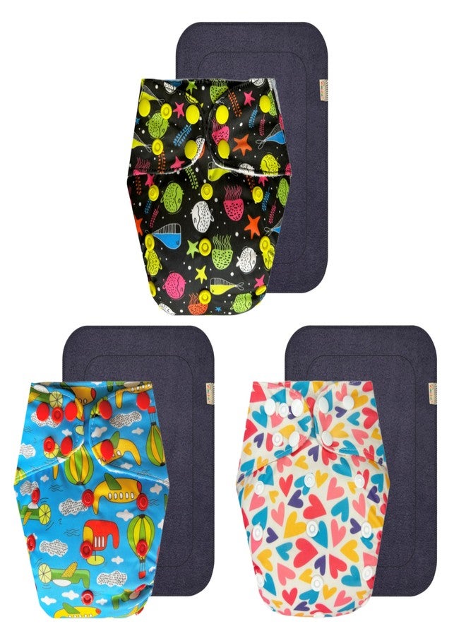 Dumbledo Premium Cloth Diaper with Gray Insert (Pack of 3) | Hypoallergenic | Reusable & Washable | Quick Dry | Trusted by Moms | 3 Months - 3 Years | Unisex Baby - Image 1