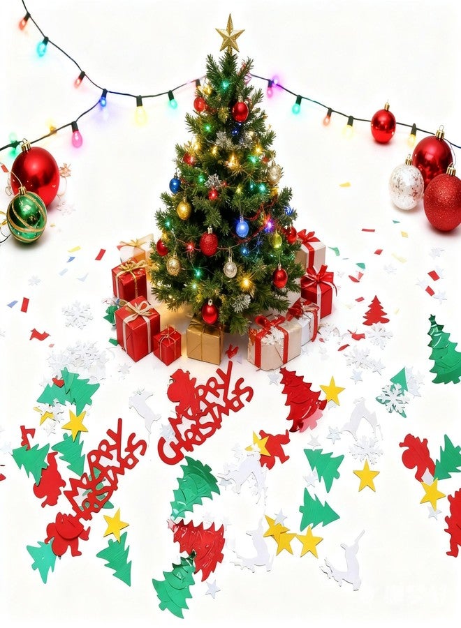 Hosfairy 100g/4800Pcs Christmas Confetti Mix Foil Snowflake,Pentagram,Santa Claus,Pine, Merry Christmas Alphabet,Elk,Xmas Tree Confetti Bright for for Party Decoration Set - Image 3