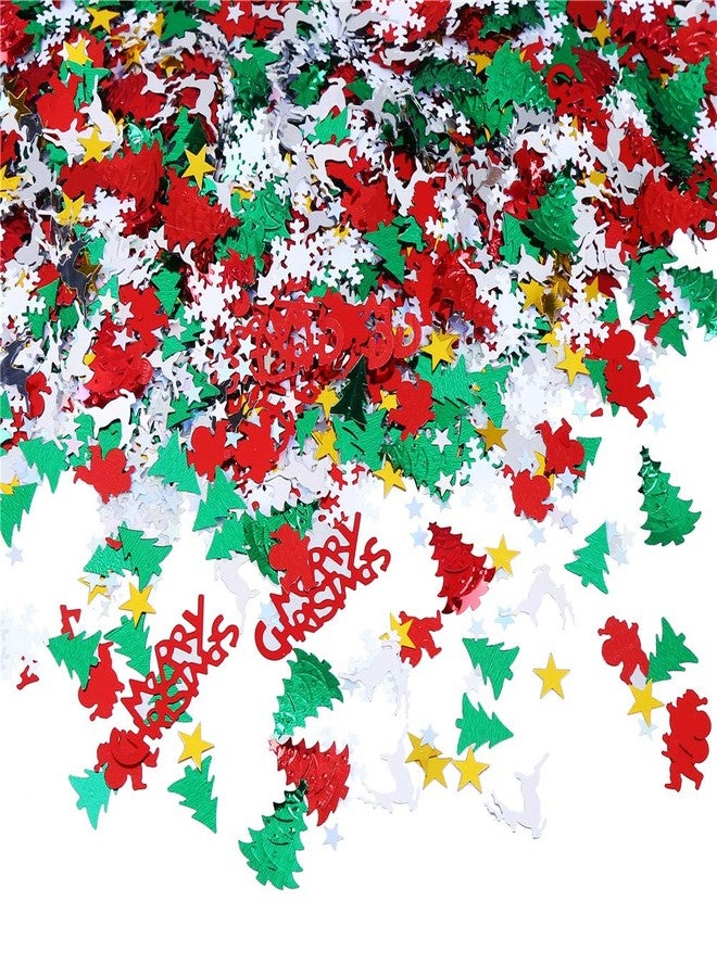 Hosfairy 100g/4800Pcs Christmas Confetti Mix Foil Snowflake,Pentagram,Santa Claus,Pine, Merry Christmas Alphabet,Elk,Xmas Tree Confetti Bright for for Party Decoration Set - Image 1