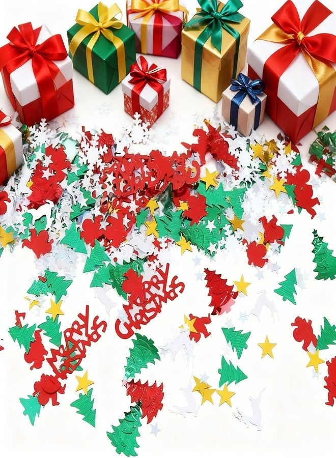 Hosfairy 100g/4800Pcs Christmas Confetti Mix Foil Snowflake,Pentagram,Santa Claus,Pine, Merry Christmas Alphabet,Elk,Xmas Tree Confetti Bright for for Party Decoration Set - Image 5