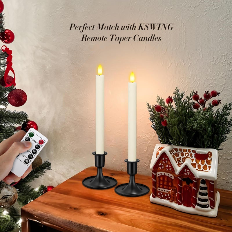 KSWING Candlestick Holders 2 PCS Short Metal Taper Candle Holders, KSWING Black Candle Stick Holders Set, Perfect for Table Centerpiece Mantel Party Wedding Christmas Home Decor, Set of 2 - Image 5