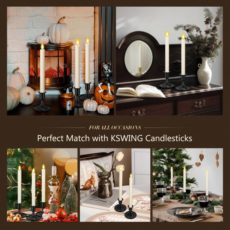 KSWING Candlestick Holders 2 PCS Short Metal Taper Candle Holders, KSWING Black Candle Stick Holders Set, Perfect for Table Centerpiece Mantel Party Wedding Christmas Home Decor, Set of 2 - Image 2