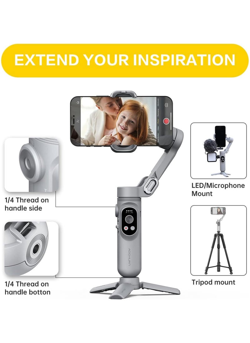 AOCHUAN Smart X Gimbal Stabilizer for Smartphone w/LED Light Face Tracking Inception Timelapse Handheld Foldable 3-Axis Gimble for iPhone,Android,Galaxy,YouTube,TikTok,Vlog  - Image 5