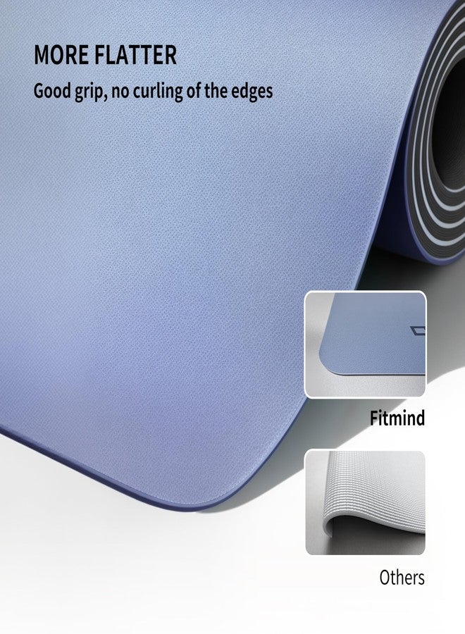FITMIND PU Rubber Yoga Mat Foldable, 4.5mm Thick Mat, Excellent Anti-Sweat, Non-slip Ability and Grip, Strong Resilience and Prevents Curling of Edges - 183cm x 68cm x 0.45cm - Misty Blue - Image 4