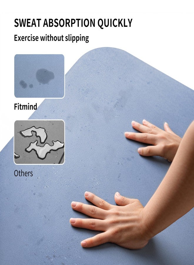FITMIND PU Rubber Yoga Mat Foldable, 4.5mm Thick Mat, Excellent Anti-Sweat, Non-slip Ability and Grip, Strong Resilience and Prevents Curling of Edges - 183cm x 68cm x 0.45cm - Misty Blue - Image 3