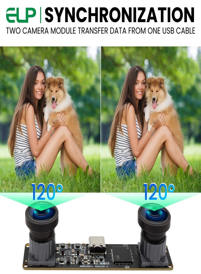 ELP 1200P 60fps Binocular USB Camera Module for Computer Wide Angle 4MP Dual Lens Lightburn Camera Synchronization PC Camera High Speed Web Camera for Laptop Mini USB2.0 Embedded USB Security Camera - Image 4