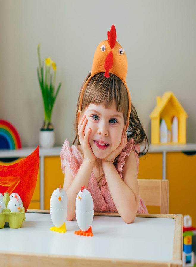 جارنيك عصابة رأس على شكل دجاجة من جارنيك، 8 قطع، للأطفال والبالغين، عصابة رأس على شكل ديك، طوق من شعر الحيوانات، زينة على شكل فرخ حيوان لحفلة تنكرية في عيد الفصح - Image 3