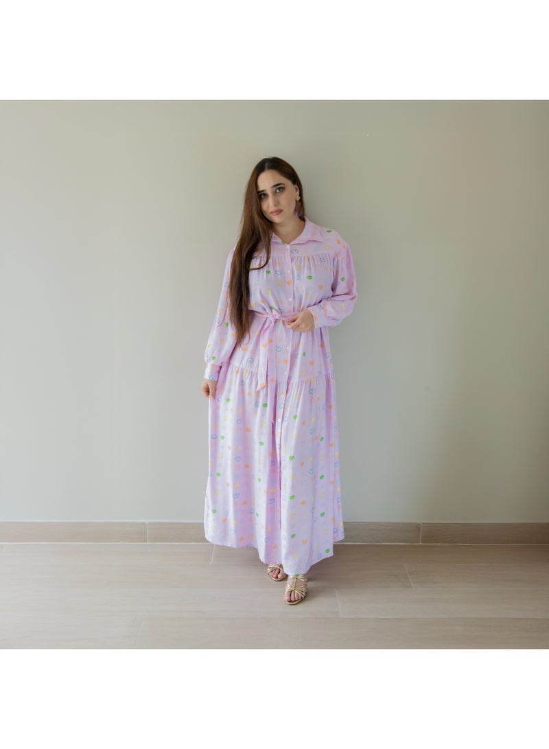 LINELLE Ladies Casual Dress – Rayon Blend Button Down Printed Maxi - Image 1