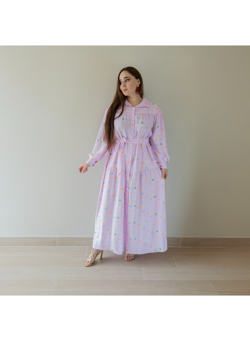 LINELLE Ladies Casual Dress – Rayon Blend Button Down Printed Maxi - Image 2