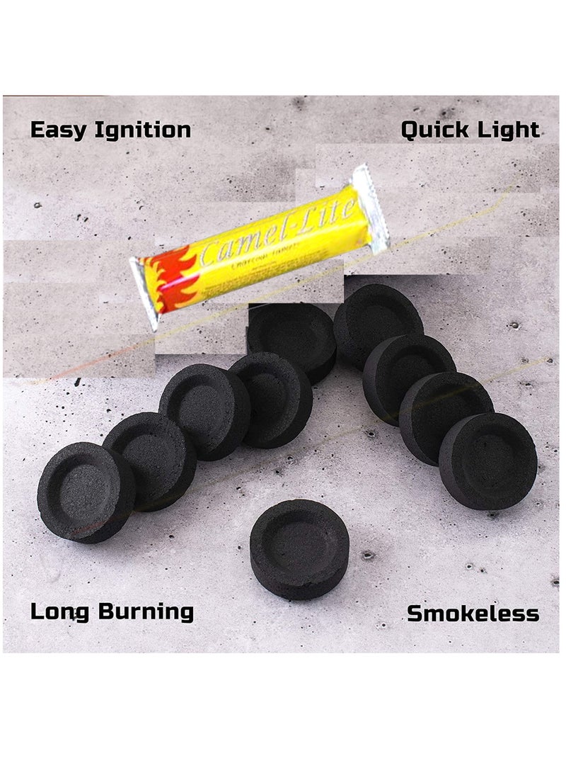 فحم 600 قطعة من فحم الجمل لايت بخور فحم سريع الإشعال 10X 60 عبوة  فحم لايت  أقراص فحم ذكية - 33 مم - Image 2