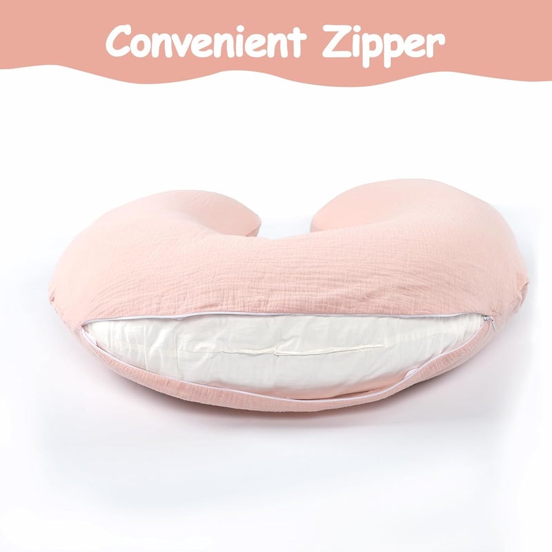 Hooyax Muslin Nursing Pillow Cover - Pink - Image 3