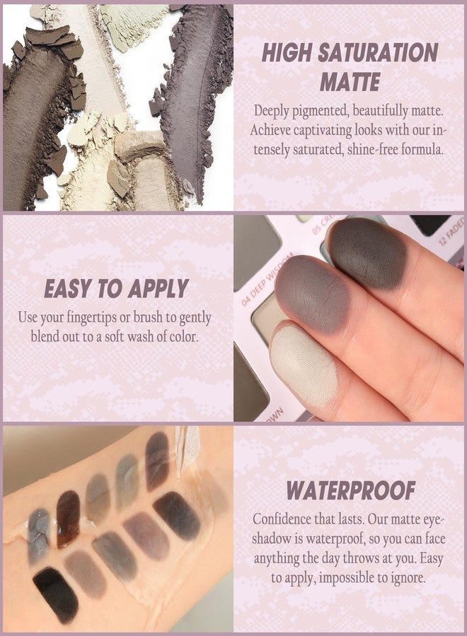 Afflano All Matte Eyeshadow Palette for Brown Eyes, Highly Pigmented Taupe Grey Nude Neutral Eyeshadow Palette Smoky Goth, Blendable Cool Toned Matte Eye Shadow for Older Women Everyday Natural Makeup - Image 5