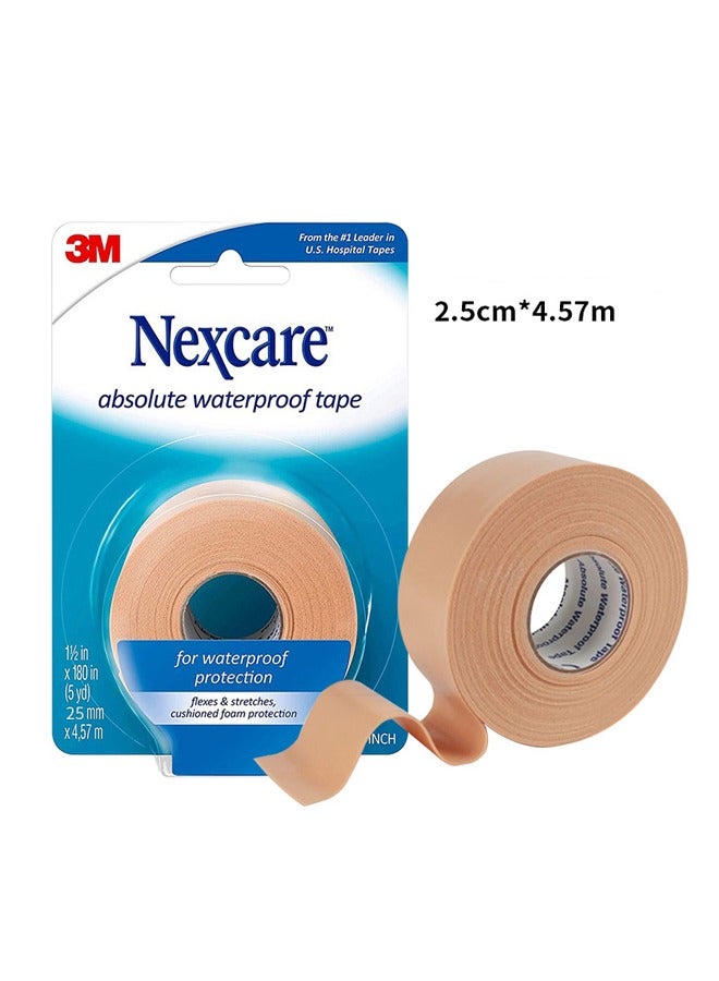 ثري ام nexcare المطلقة للماء الشريط ، الشريط رغوة مرنة الطبية ، يمكن أن تكون ثابتة على الضمادات والحفاظ على الجرح الجاف - 2.5 سم * 4.57 م / 3.81 سم * 4.57m ، 1 لفة الشريط - Image 1