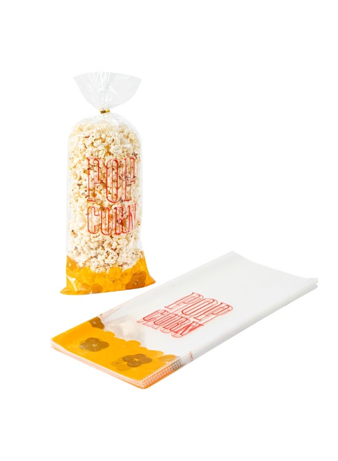 Restaurantware Bag Tek 17 x 7 Inch Popcorn Bags, 100 Greaseproof Popcorn Favor Bags - Hot & Cold Friendly, Freezable, Clear PE Plastic Carnival Popcorn Bags, For Event Favors Or Goodie Bags  - Image 1
