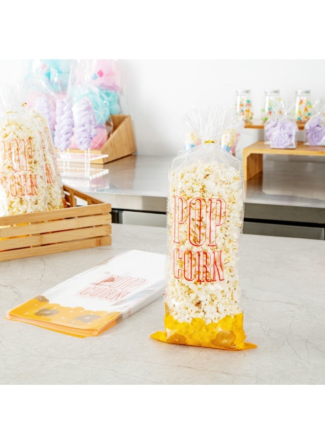 Restaurantware Bag Tek 17 x 7 Inch Popcorn Bags, 100 Greaseproof Popcorn Favor Bags - Hot & Cold Friendly, Freezable, Clear PE Plastic Carnival Popcorn Bags, For Event Favors Or Goodie Bags  - Image 3