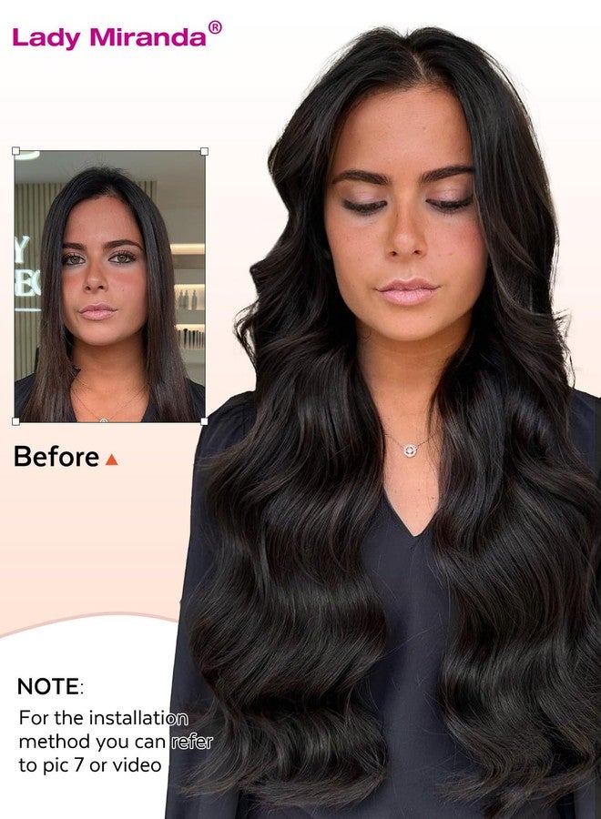LADY MIRANDA 18 Inch 100G 8PCS OVO Weft Hair Extensions Human Hair Double Sided PU Invisible Weft Human Hair Extensions Natural Black Hair Extensions Real Human Hair with Micro Beads (1B, 18 Inch) - Image 4