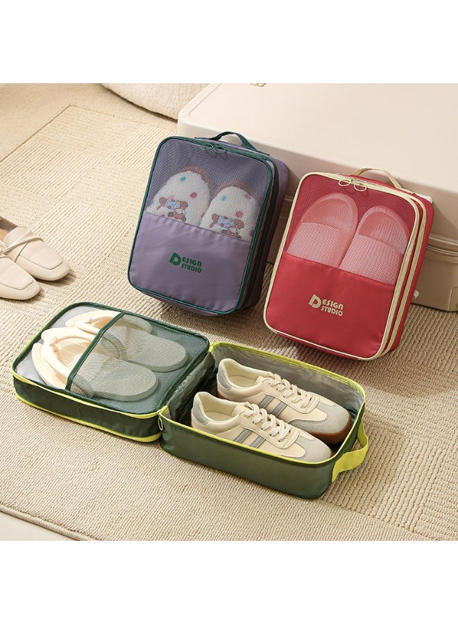 Red Dopamine Twill Shoe Storage Bag - Dustproof Thick, Holds 3 Pairs, Large Travel Organizer - Image 4