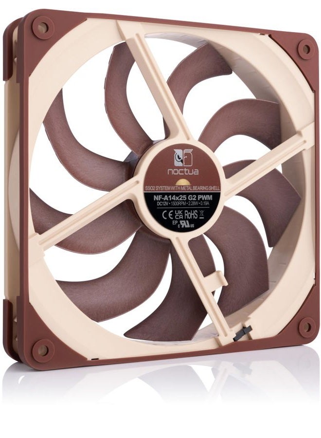 NOCTUA NF-A14x25 G2 PWM, Premium-Quality Quiet 140mm PC Fan, 4-pin (Brown) - Image 2