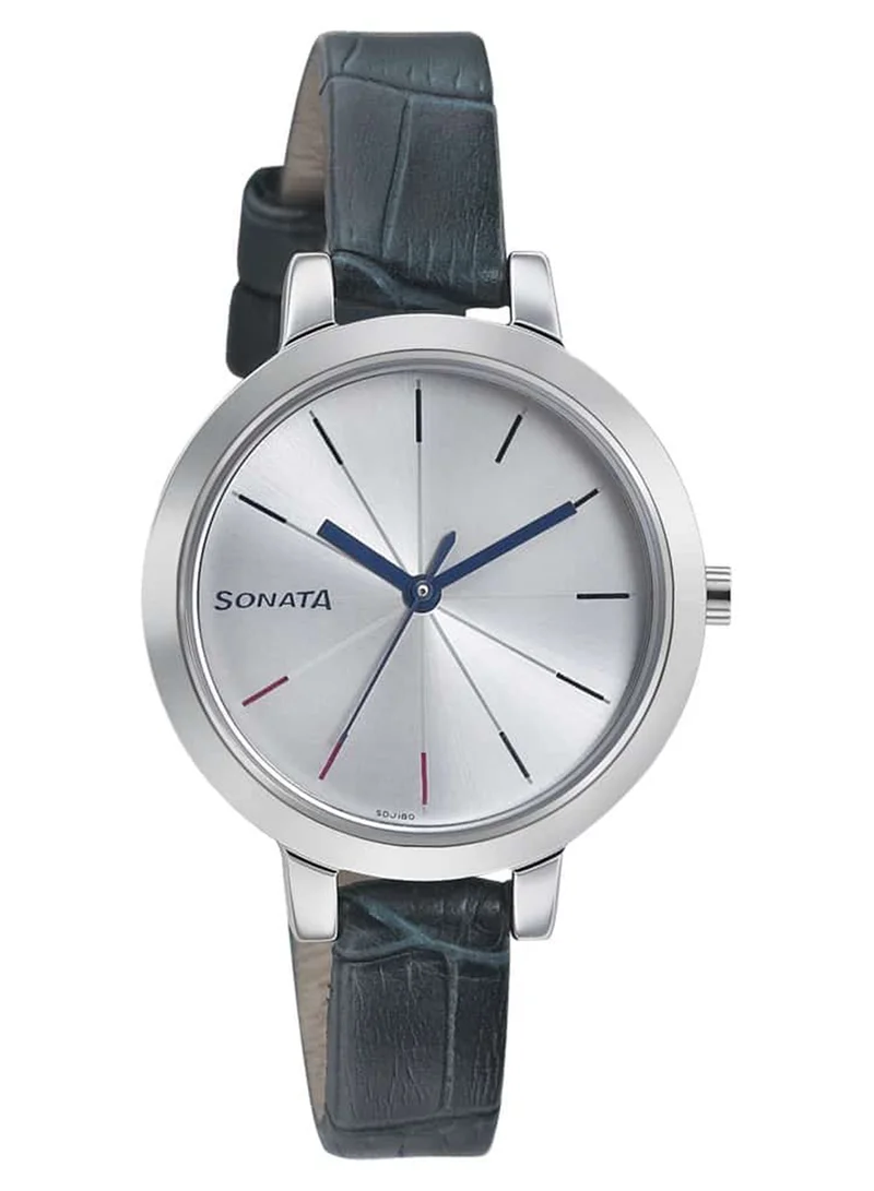 Women's Analog Round Shape Leather Wrist Watch 8141SL02 - 39.4 Mm