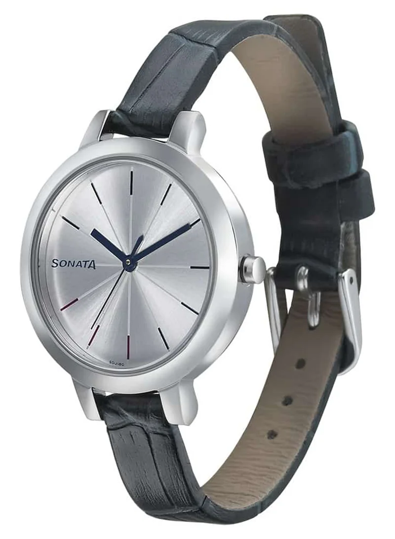 سوناتا ساعة يد نسائية جلدية مستديرة بعقارب . مم