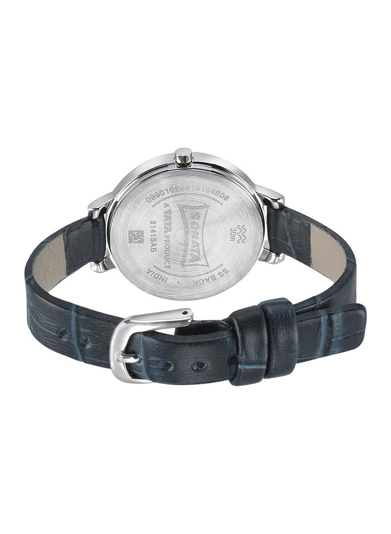 Sonata Women's Analog Round Shape Leather Wrist Watch 8141SL02 - 39.4 Mm - Image 4