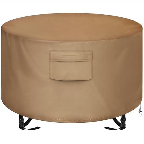 NEXCOVER Round Fire Pit Cover, Waterproof 600D Heavy Duty Cover Fits Round Outdoor Fire Pit or Table 48"D x 22"H-Fade & Weather Resistant - Image 1