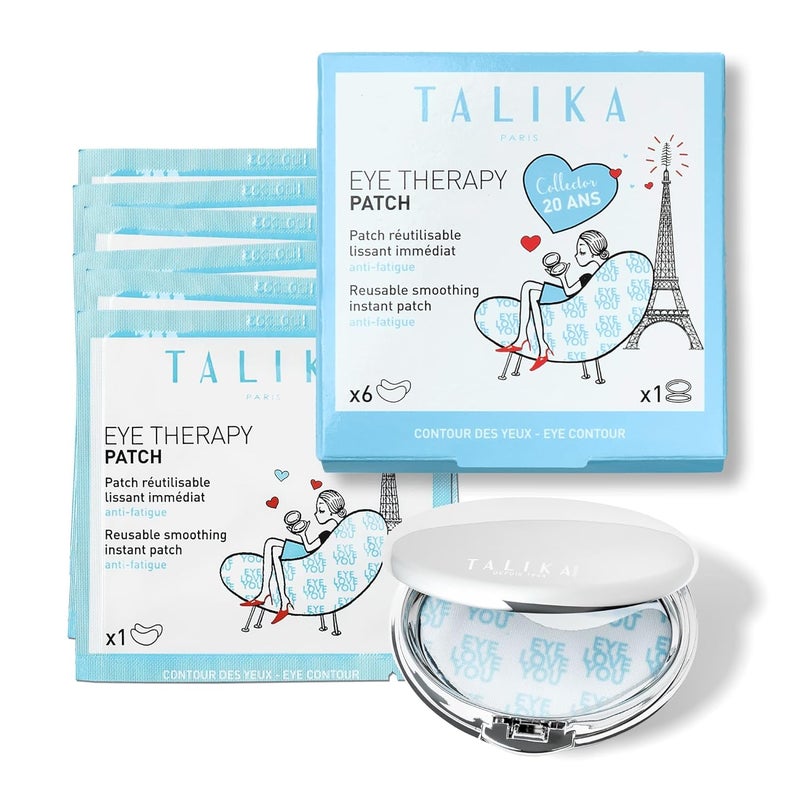 Talika Eye Therapy Patch  Instant Smoothing Eye Patches  Mask For Dark Circles  Tired Eyes  6 Pairs Reusable  Travel Case