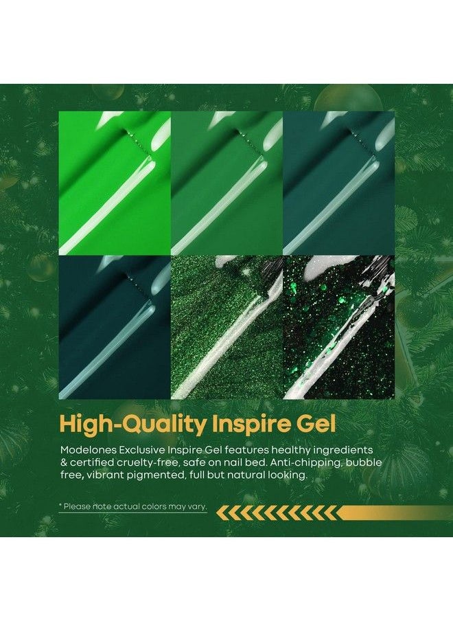 modelones - Green Gel Nail Polish Set 6 Colors Dark Green Glitter Gel Polish Set Soak Off Forest Green Avocado Sparkle Nail Polish Gel Kit Led Nail Art Gel Nail Manicure Gifts For Women Girls Diy Salon - Image 1