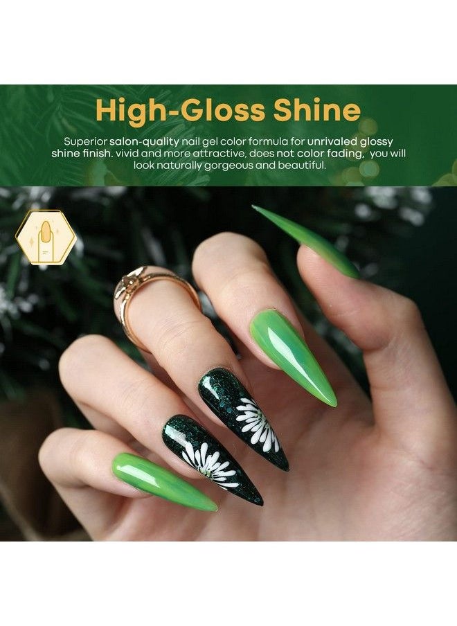 modelones - Green Gel Nail Polish Set 6 Colors Dark Green Glitter Gel Polish Set Soak Off Forest Green Avocado Sparkle Nail Polish Gel Kit Led Nail Art Gel Nail Manicure Gifts For Women Girls Diy Salon - Image 1