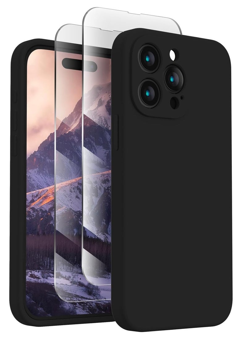 ELTRAZONE Designed for iPhone 15 Pro Max Case, Silicone Upgraded [Camera Protection] for iPhone 15 ProMax Case with [2 Screen Protectors], Anti-Scratch Microfiber Lining, 6.7 inch, Black - Image 1