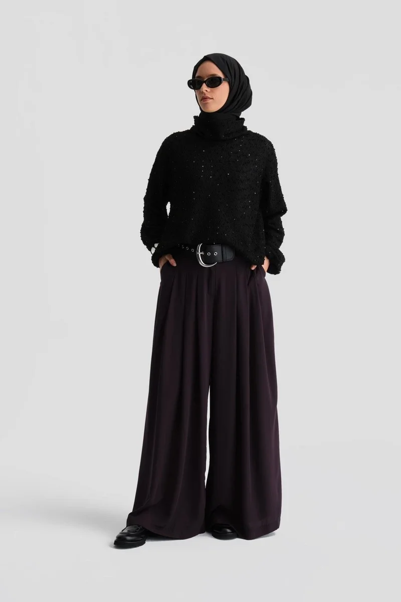 ARMINE High Waist Pleated Trousers 24K2700 Purple