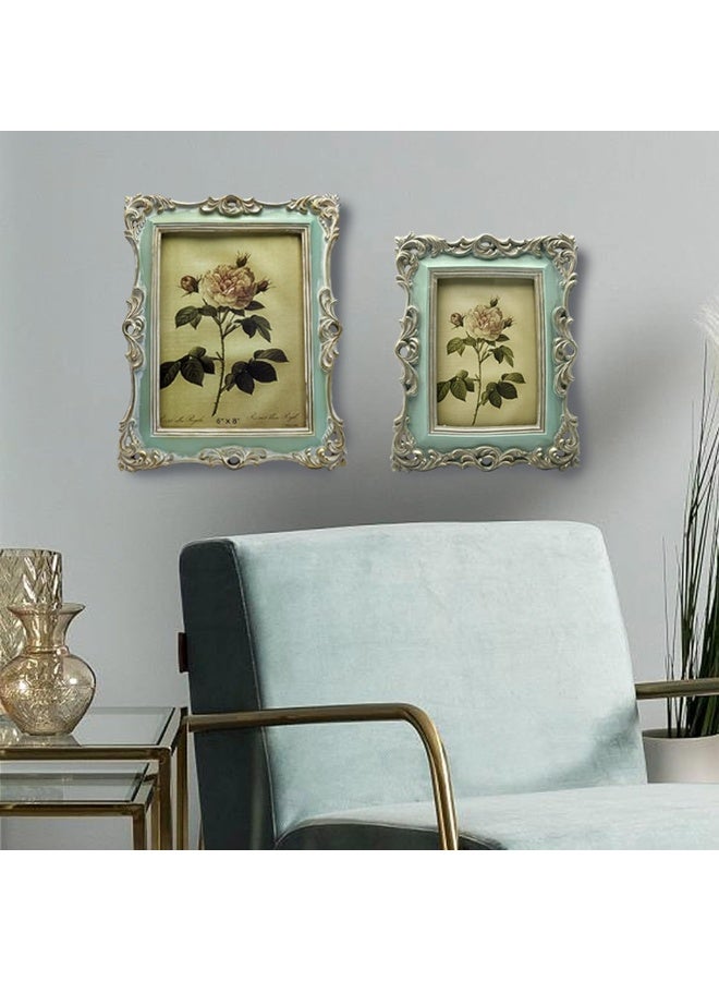 CISOO 4x6 Vintage Picture Frame Antique Ornate Green Photo Frame for Table Top and Wall Display Decorative Floral Design Retro Home Decor Photo Gallery Art - Image 3