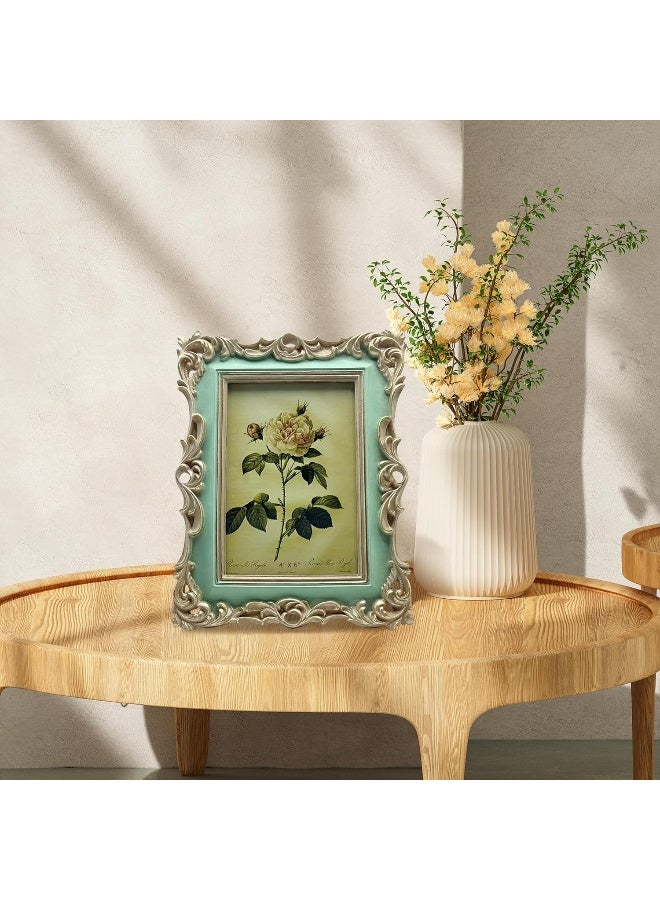 CISOO 4x6 Vintage Picture Frame Antique Ornate Green Photo Frame for Table Top and Wall Display Decorative Floral Design Retro Home Decor Photo Gallery Art - Image 4