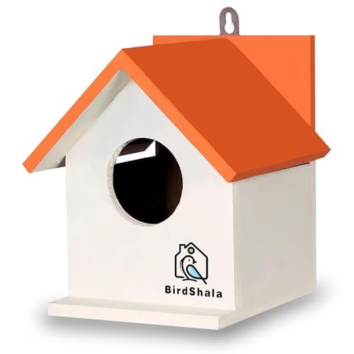 BIRDSHALA Bird House for Sparrow, Budgies & Finches with Air Ventilation and Mounting Hook (Orange, Medium) - Image 1