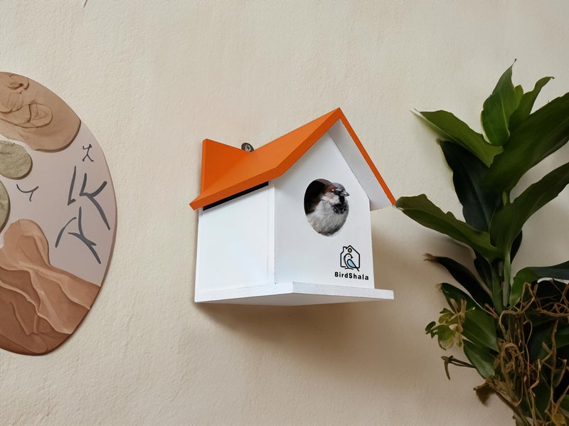 BIRDSHALA Bird House for Sparrow, Budgies & Finches with Air Ventilation and Mounting Hook (Orange, Medium) - Image 2