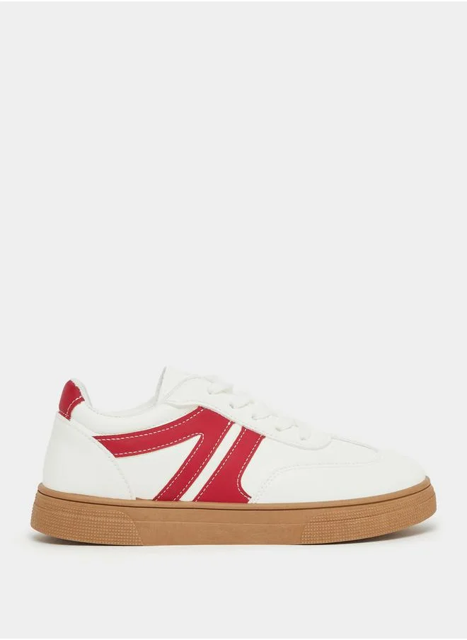 Styli Contrast Trim Round Toe Lace-Up Sneakers