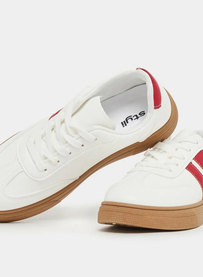 Styli Contrast Trim Round Toe Lace-Up Sneakers