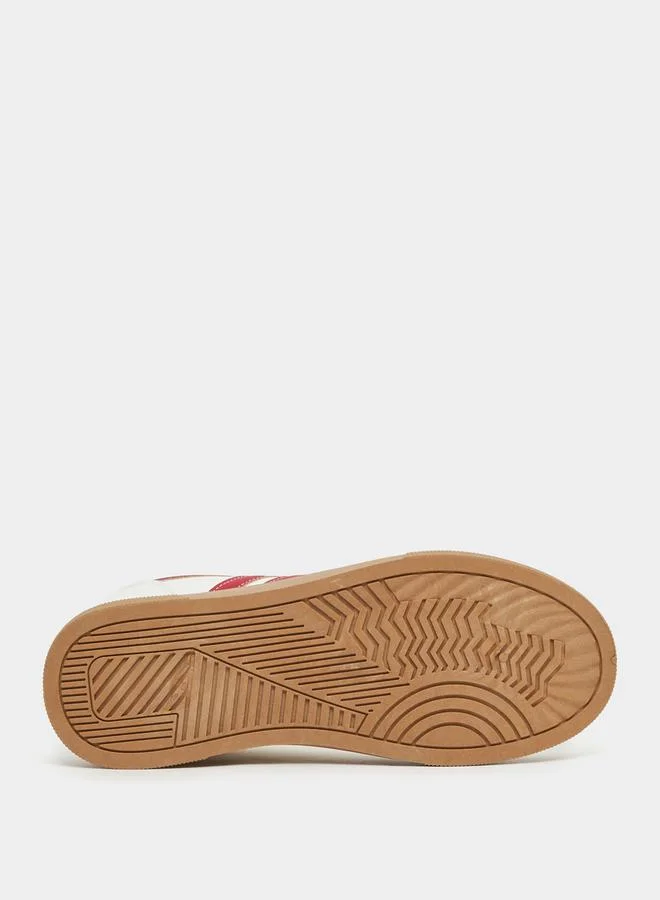 Styli Contrast Trim Round Toe Lace-Up Sneakers