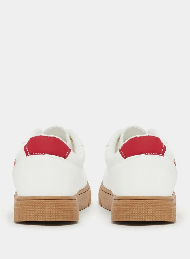 Styli Contrast Trim Round Toe Lace-Up Sneakers
